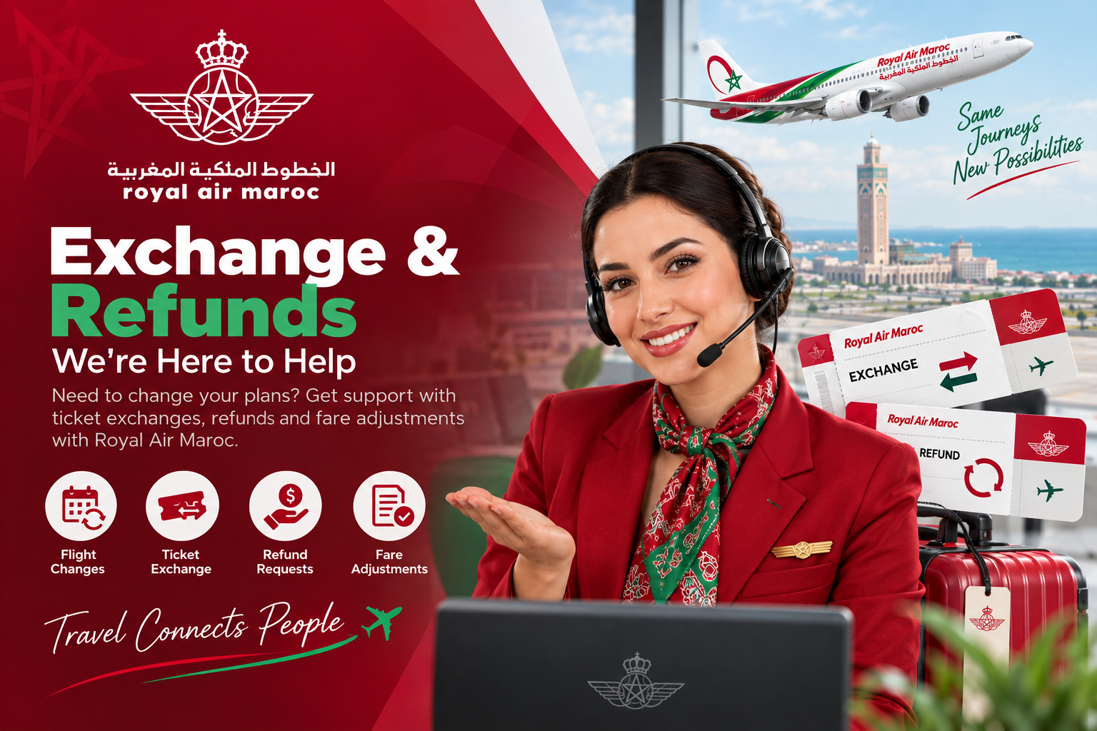 Royal Air Maroc ticket exchange and refund assistance