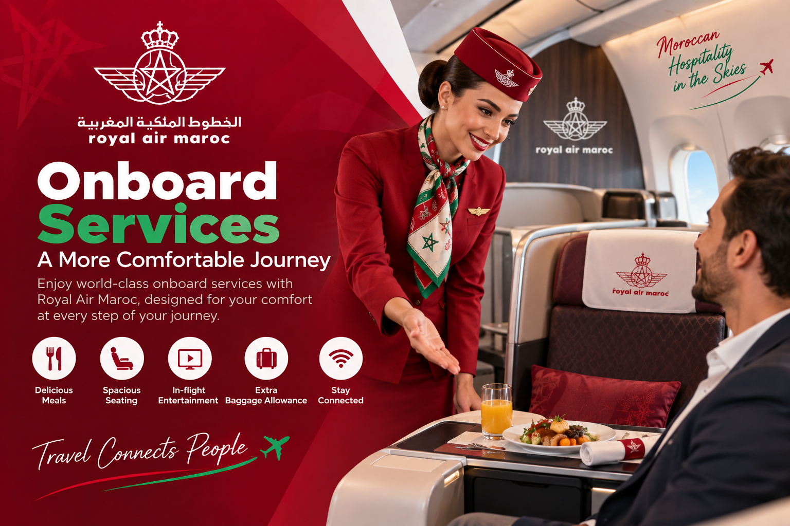 Royal Air Maroc onboard services and Business Class cabin experience